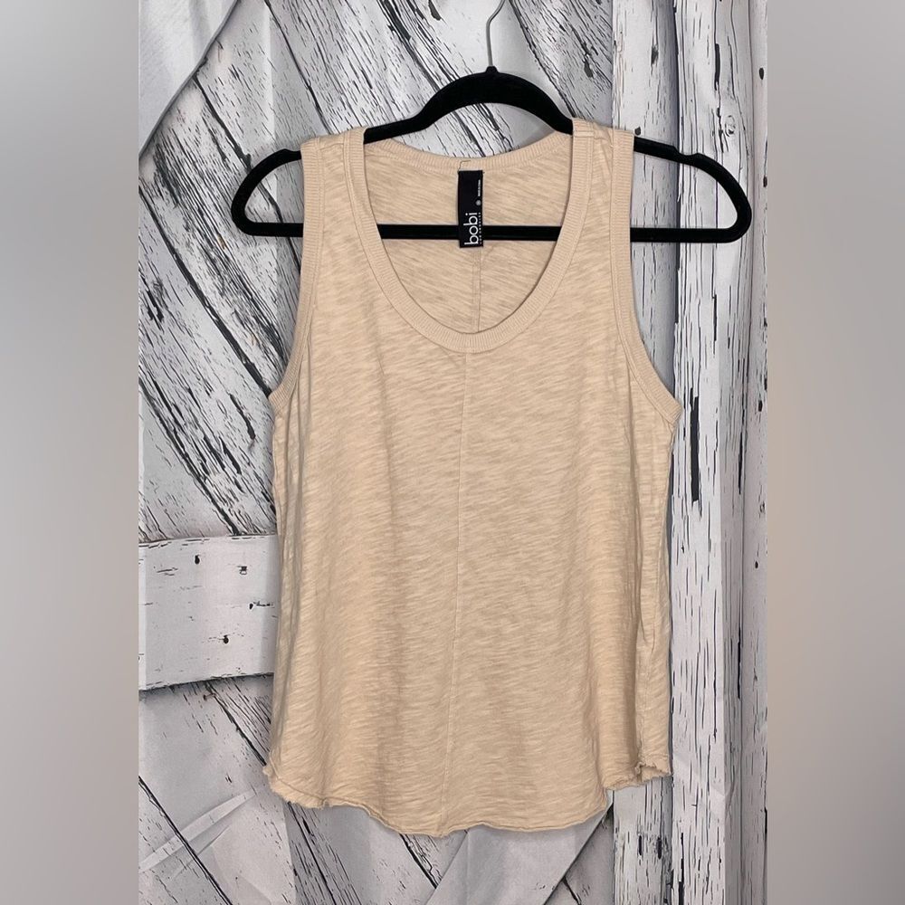 Bobi Los Angeles Scooped Neck Tank Top Beige M